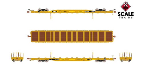 ScaleTrains Rivet Counter HO Scale BSC F68BH Finger Rack Flatcar, TTX/Yellow Repaint/Patched/1991 Speed Logo
