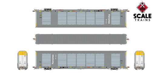 ScaleTrains Rivet Counter HO Scale Gunderson Multi-Max Autorack, Ferromex/Grupo México/Gray/Large Panel Perforations/Globehopper Tracker/TTGX