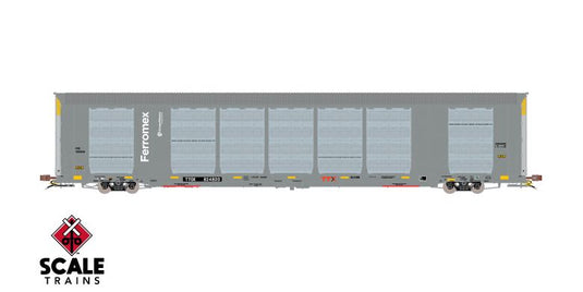 ScaleTrains Rivet Counter HO Scale Gunderson Multi-Max Autorack, Ferromex/Grupo México/Gray/Large Panel Perforations/Globehopper Tracker/TTGX