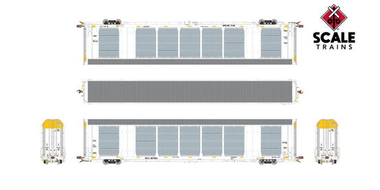 ScaleTrains Rivet Counter HO Scale Gunderson Multi-Max Autorack, BNSF/White/Santa Fe Leasing/Large Panel Perforations/Globehopper Tracker/SFLC