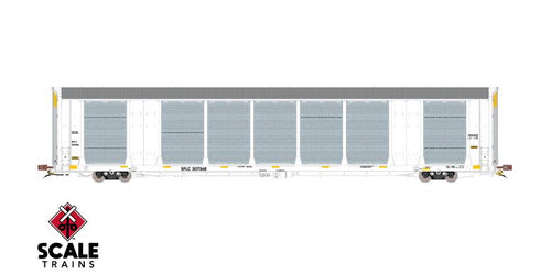 ScaleTrains Rivet Counter HO Scale Gunderson Multi-Max Autorack, BNSF/White/Santa Fe Leasing/Large Panel Perforations/Globehopper Tracker/SFLC