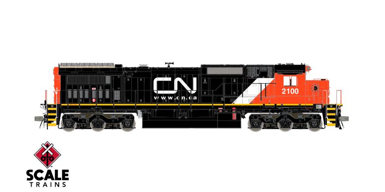 Chargez l'image dans la visionneuse de la galerie, ScaleTrains Rivet Counter HO – Locomotive GE Dash 8-40C DCC et son – Canadien National (avec lumière DPU)
