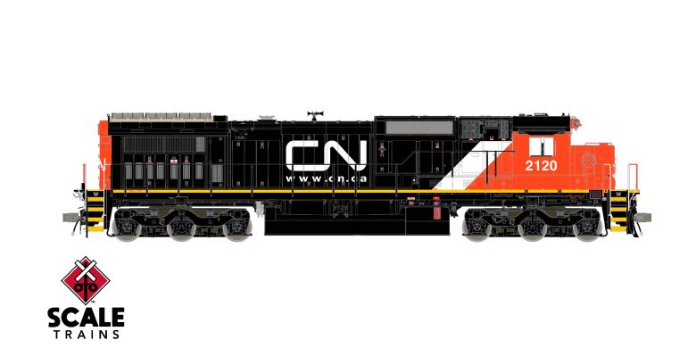 Chargez l'image dans la visionneuse de la galerie, ScaleTrains Rivet Counter HO – Locomotive GE Dash 8-40C DCC et son – Canadien National (avec lumière DPU)
