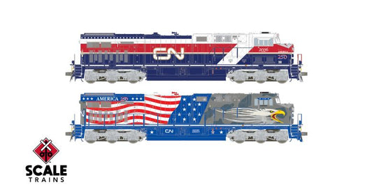 ScaleTrains Rivet Counter HO – Ensemble commémoratif America 250 Canadien National, 2 ES44AC