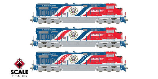 ScaleTrains Rivet Counter HO – Ensemble commémoratif America 250 BNSF, 3 ES44ACM
