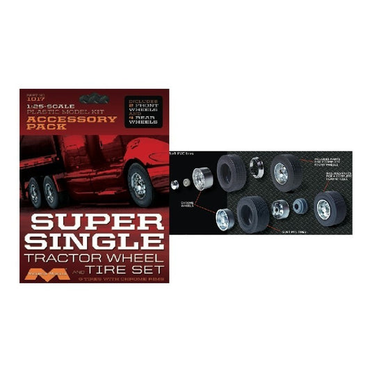 Moebius 1/25 Super Single Tractor Wheel & Tire Set (6)