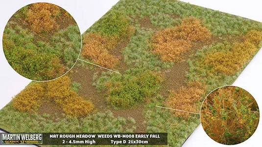 Martin Welberg – Tapis de prairie sauvage (Rough Meadow) – Début d'automne – type D (Early Fall) / Avec mauvaises herbes (Weeds) (440-M008)