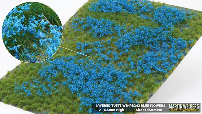 Chargez l'image dans la visionneuse de la galerie, Martin Welberg – Touffes d'herbe étagées fleuries (Layered Tufts with Flowers) – 2-4,5 mm / Bleu (Blue) (440-PB242)
