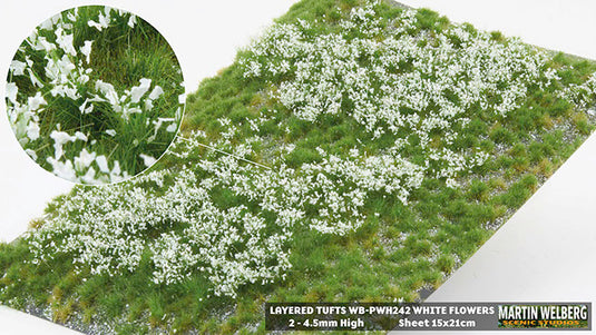 Martin Welberg – Touffes d'herbe étagées fleuries (Layered Tufts with Flowers) – 2-4,5 mm / Blanc (White) (440-PWH242)